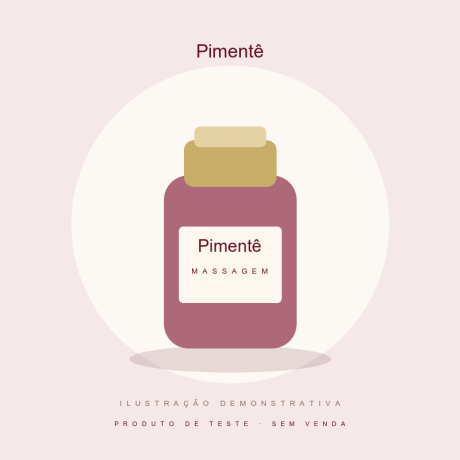 Ilustração demonstrativa Pimentê — produto de teste, sem venda.