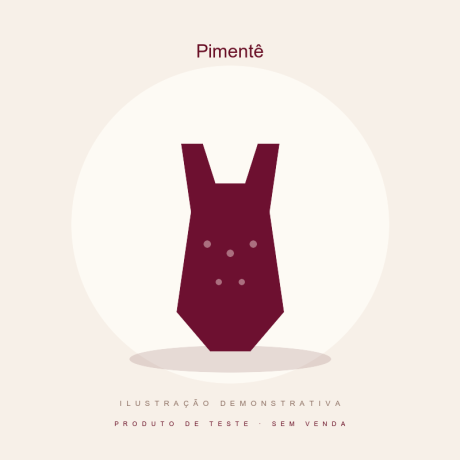 Ilustração demonstrativa Pimentê — produto de teste, sem venda.