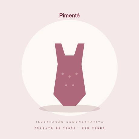 Ilustração demonstrativa Pimentê — produto de teste, sem venda.