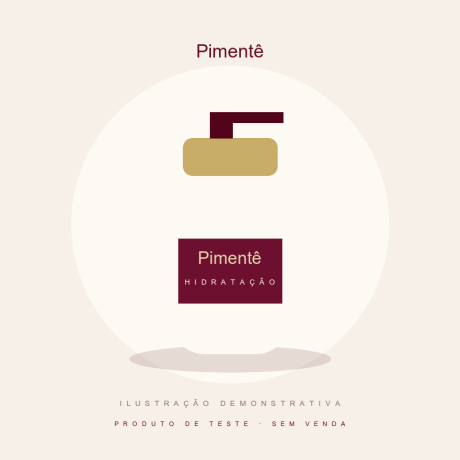 Ilustração demonstrativa Pimentê — produto de teste, sem venda.