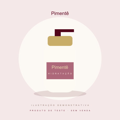 Ilustração demonstrativa Pimentê — produto de teste, sem venda.
