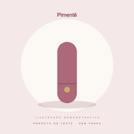 Ilustração demonstrativa Pimentê — produto de teste, sem venda.
