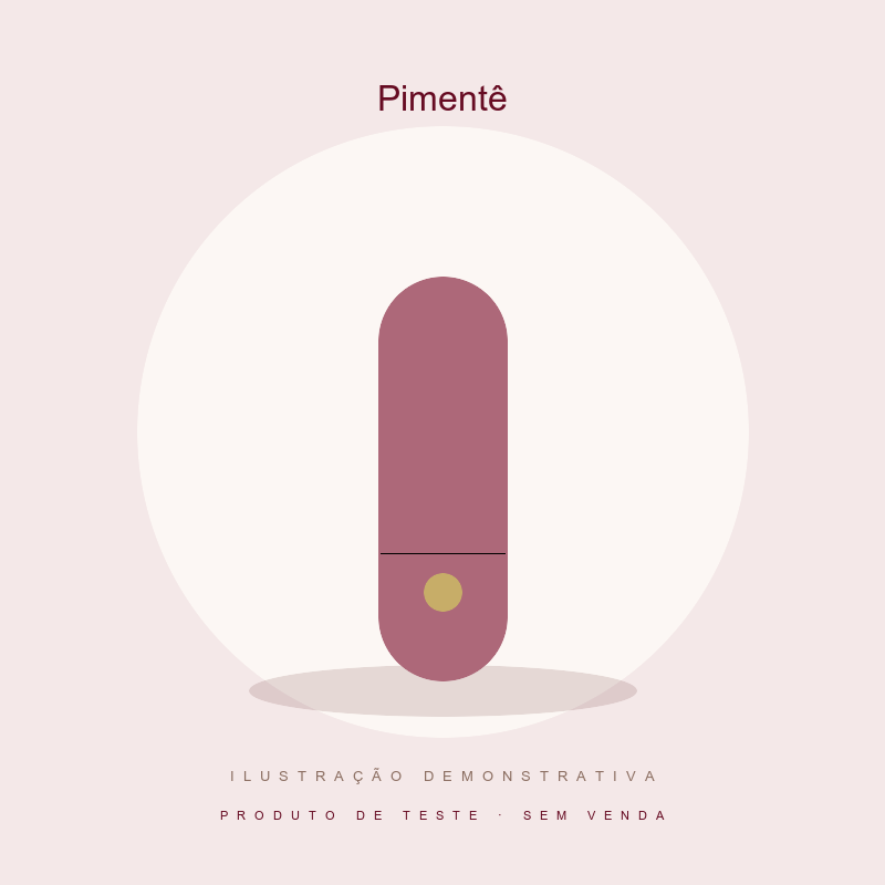 Ilustração demonstrativa Pimentê — produto de teste, sem venda.